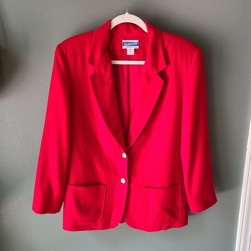 Vintage Pendleton Knockabout 100% Wool Red Blazer, Size 8